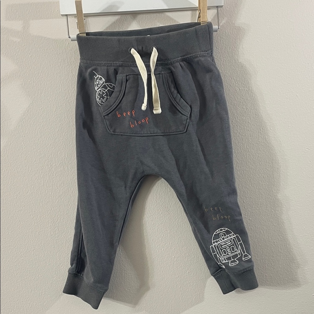 GAP Kids Charcoal Joggers with Robot Design